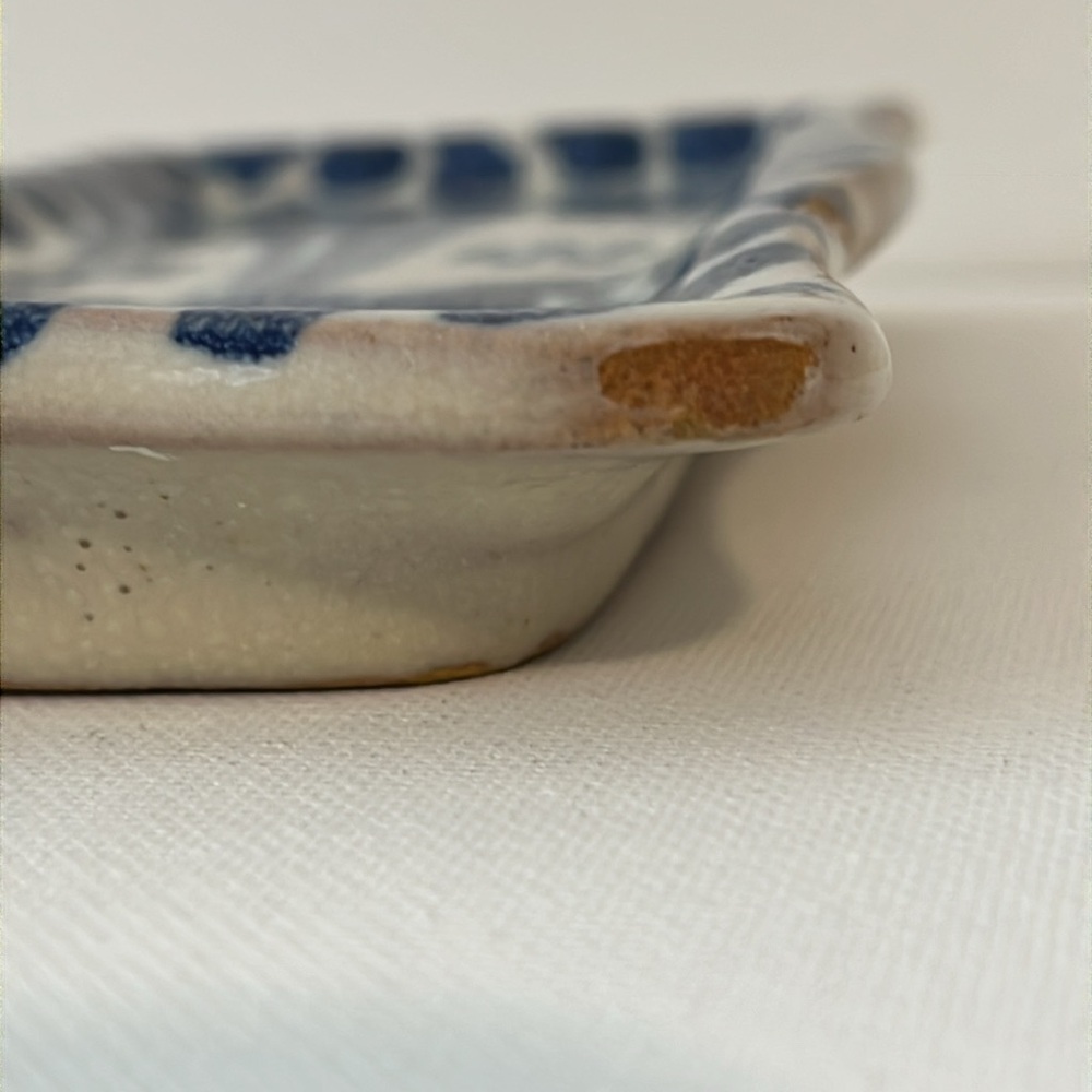 Blue White Mexican Pottery Tray Trinket Dish Handmade Stoneware - Picture 2 of 7